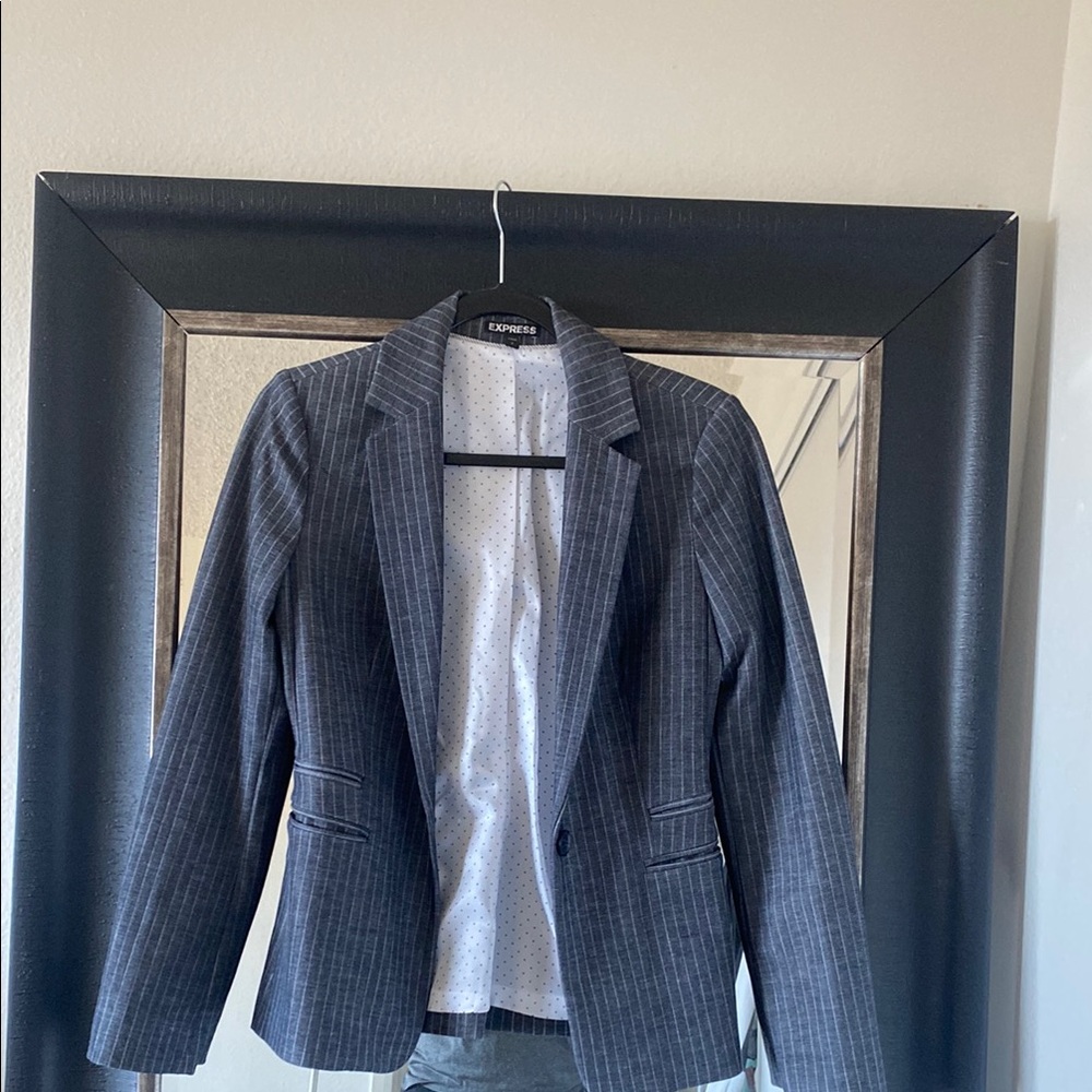 Express Charcoal Pinstripe Blazer